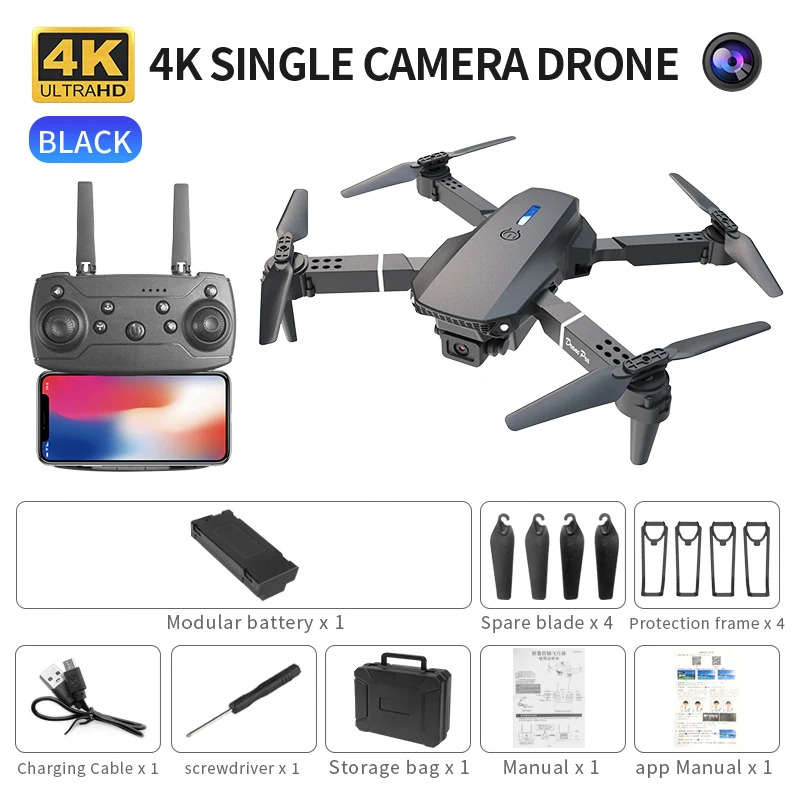 Drone Camera Night Vision - Dron plegable inteligente E88 Pro, compatible